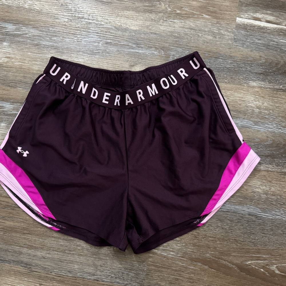 Under Armour Women's Dark Purple and Pink Athletic Shorts